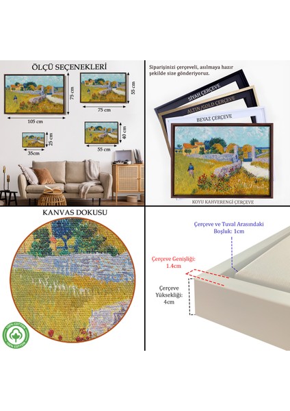 Çerçeveli Dekoratif Kanvas Tablo, Vincent Van Gogh Provence’de Çiftlik Evi TABLO-7168 indirimleri