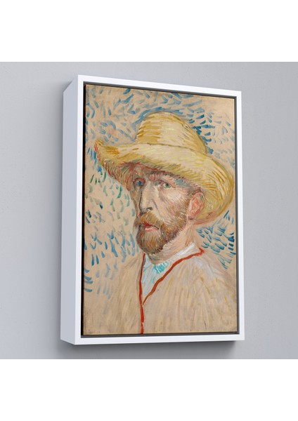 Çerçeveli Dekoratif Kanvas Tablo, Vincent Van Gogh - Hasır Şapkalı Otoportre TABLOSU-7462 fırsatları