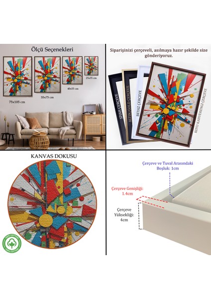 Çerçeveli Dekoratif Kanvas Tablo, Düzensiz Şekiller TABLOSU-7695 indirimleri