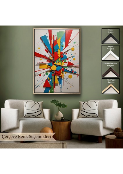 Çerçeveli Dekoratif Kanvas Tablo, Düzensiz Şekiller TABLOSU-7695