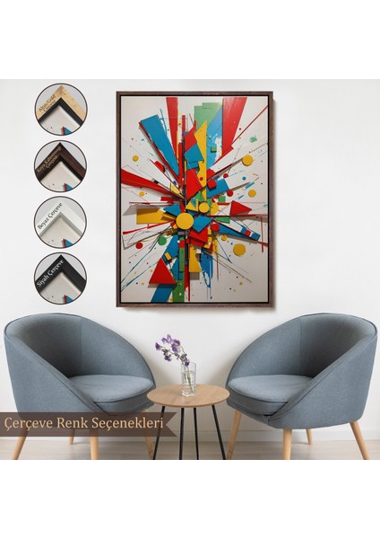 Çerçeveli Dekoratif Kanvas Tablo, Düzensiz Şekiller TABLOSU-7695