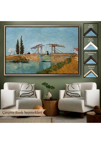 Çerçeveli Kanvas Tablo, Vincent Van Gogh Arlesdaki Langlois Köprüsü - Langlois Bridge At ARLES-7171