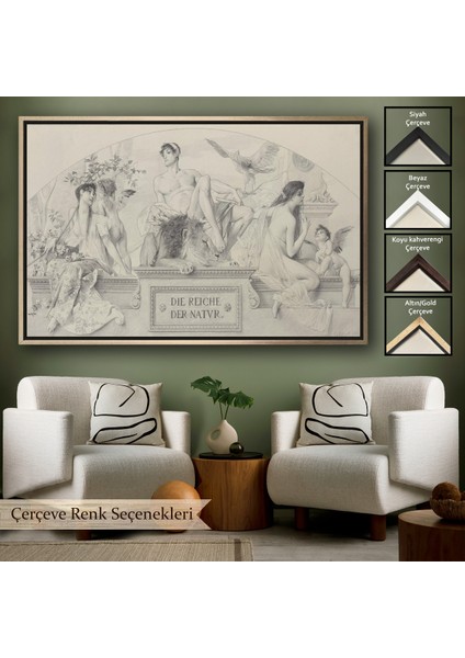 Çerçeveli Dekoratif Kanvas Tablo, Gustav Klimt - Doğaın Alemleri Tablosu - The Realms Of NATURE-7087