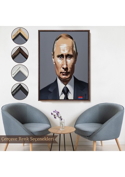 Çerçeveli Dekoratif Kanvas Tablo, Vladimir Putin Rusya Devlet Başkanı TABLO-7737