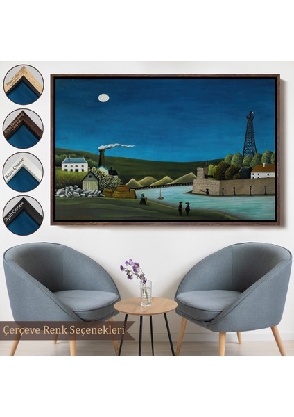 Çerçeveli Dekoratif Kanvas Tablo, Henri Rousseau -Suresnesdeki Seine Nehri Tablo - 7093