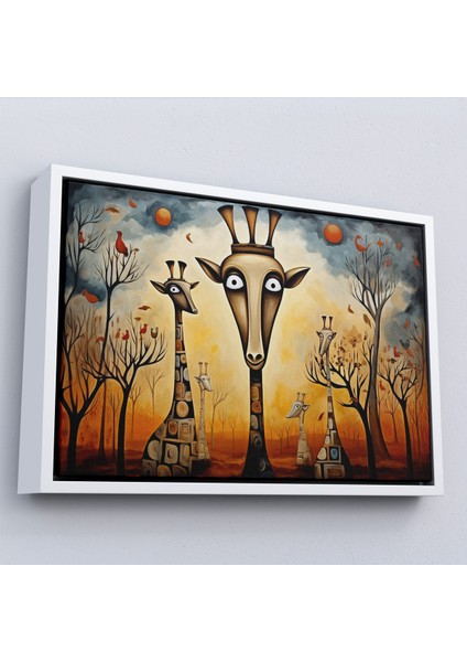 Çerçeveli Dekoratif Kanvas Tablo, Soyut Zürafalar TABLOSU-7216