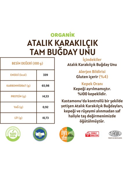 Organik Atalık Karakılçık Tam Buğday Unu - 5 Kilo fiyatları