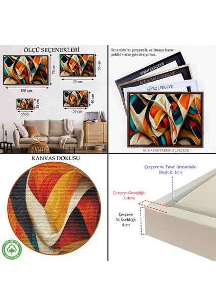 Çerçeveli Dekoratif Kanvas Tablo, Soyut Modern Fütüristik TABLO-7219 indirimleri