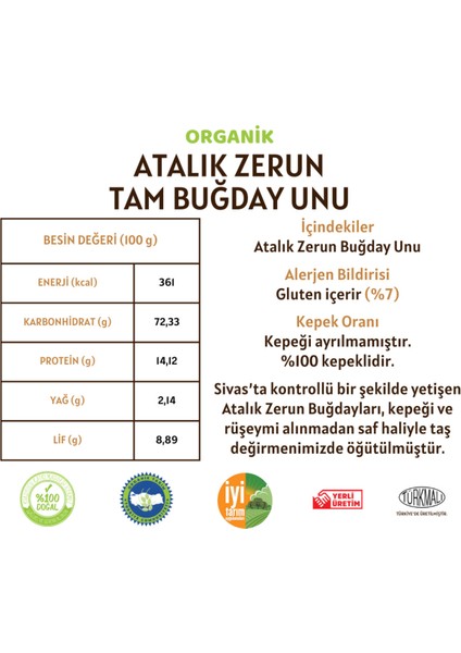 Atalık Zerun Tam Buğday Unu - 20 Kilo fiyatları