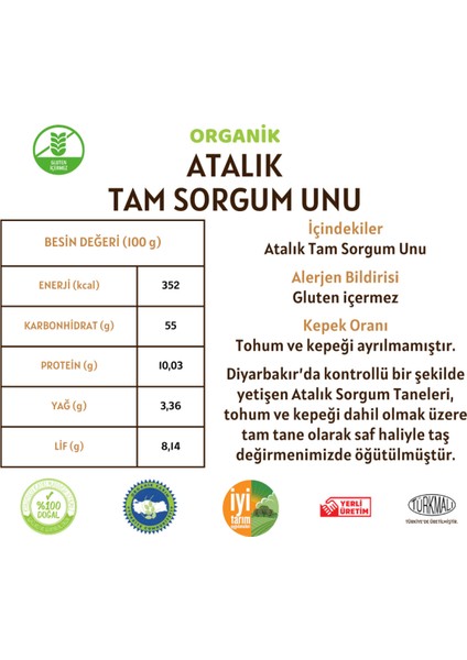 Tam Sorgum Unu (Gluten İçermez) - 20 Kilo fiyatları