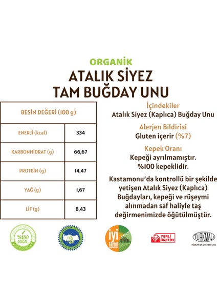 Organik Atalık Siyez Tam Buğday Unu - 5 Kilo fiyatları