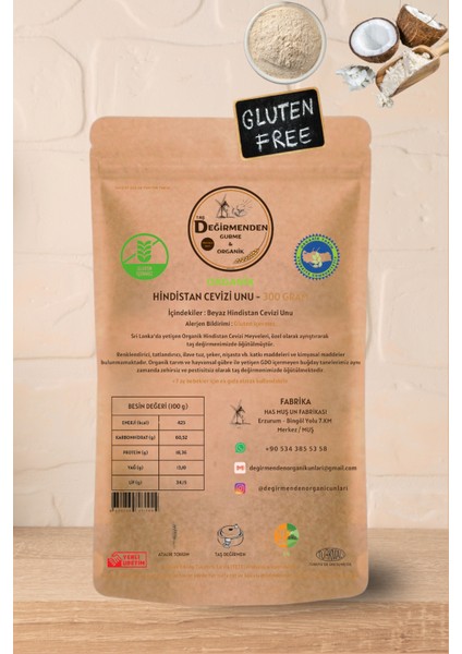 Hindistan Cevizi Unu (Gluten İçermez) - 300 Gram fiyatları