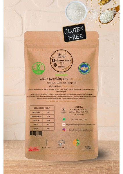 Taş Değirmenden Gurme & Organik Atalık Tam Pirinç Unu (Gluten İçermez) - 300 Gram fiyatları