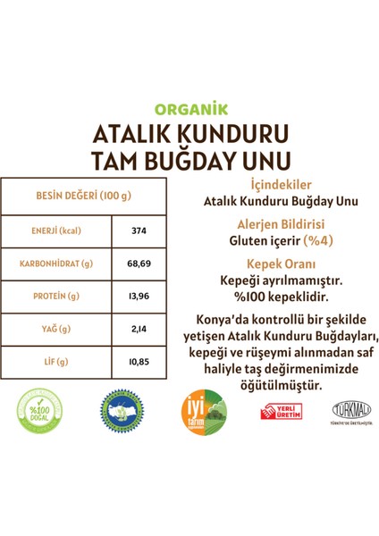 Atalık Kunduru Tam Buğday Unu - 20 Kilo fiyatları