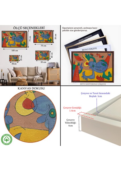 Çerçeveli Dekoratif Kanvas Tablo, Joan Miro Soyut Sanat TABLOSU-7068 indirimleri