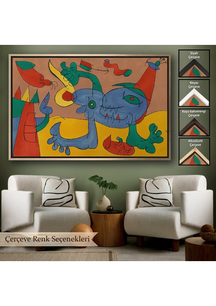 Çerçeveli Dekoratif Kanvas Tablo, Joan Miro Soyut Sanat TABLOSU-7068