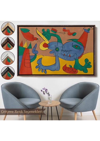Çerçeveli Dekoratif Kanvas Tablo, Joan Miro Soyut Sanat TABLOSU-7068