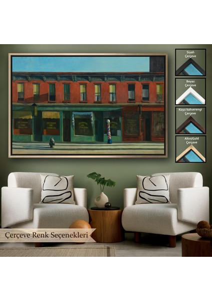 Çerçeveli Kanvas Tablo, Edward Hopper - Pazar Sabahının Erken Saatleri - Early Sunday MORNING-7069