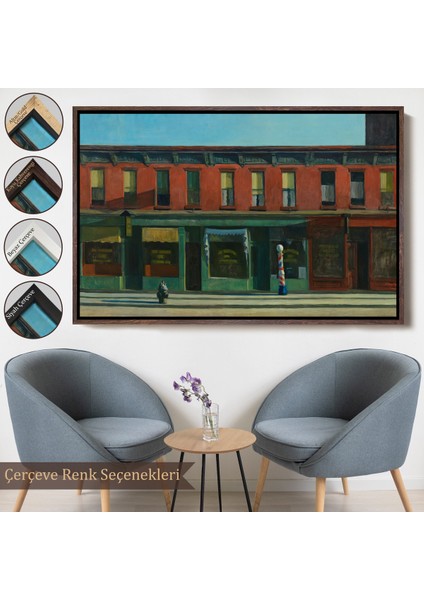 Çerçeveli Kanvas Tablo, Edward Hopper - Pazar Sabahının Erken Saatleri - Early Sunday MORNING-7069