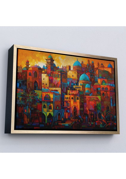 Çerçeveli Dekoratif Kanvas Tablo, Üstünde Mavi Kubbeli Şehrin TABLO-7263