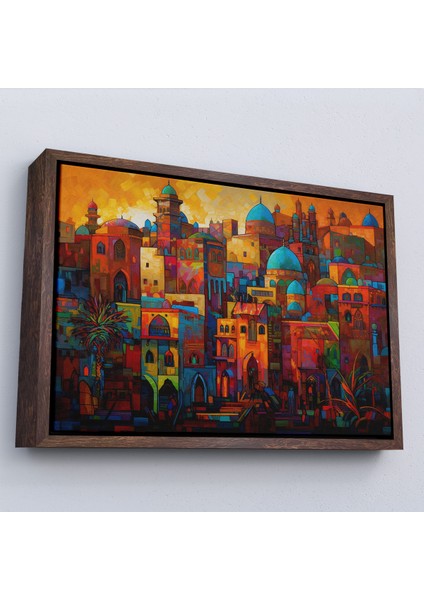 Çerçeveli Dekoratif Kanvas Tablo, Üstünde Mavi Kubbeli Şehrin TABLO-7263 fiyatları