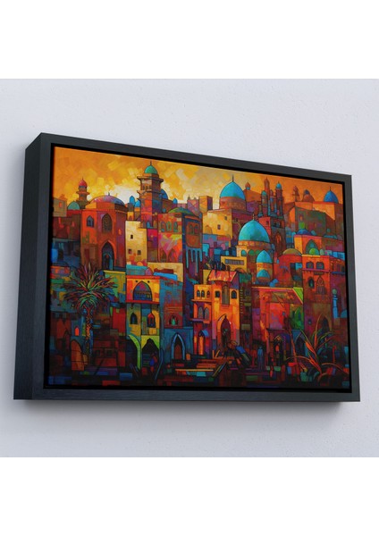 Çerçeveli Dekoratif Kanvas Tablo, Üstünde Mavi Kubbeli Şehrin TABLO-7263 modelleri