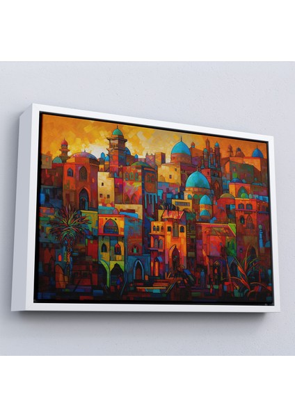 Çerçeveli Dekoratif Kanvas Tablo, Üstünde Mavi Kubbeli Şehrin TABLO-7263 fırsatları