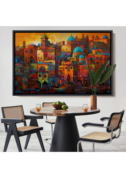 Çerçeveli Dekoratif Kanvas Tablo, Üstünde Mavi Kubbeli Şehrin TABLO-7263
