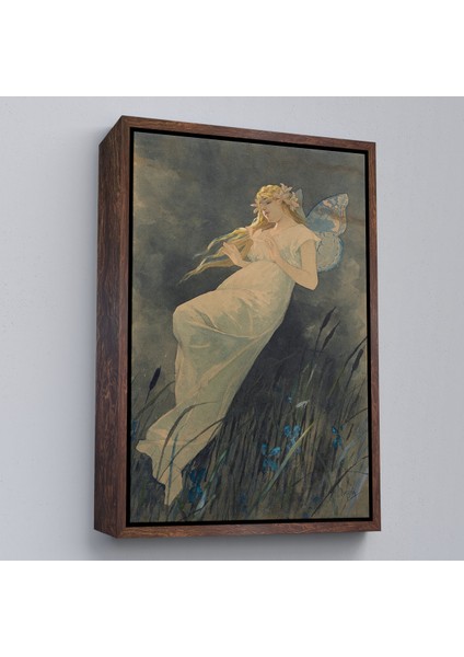 Çerçeveli Dekoratif Kanvas Tablo, Alphonse Mucha'nın Iris Çiçekleriyle Elf TABLO-7288 fiyatları