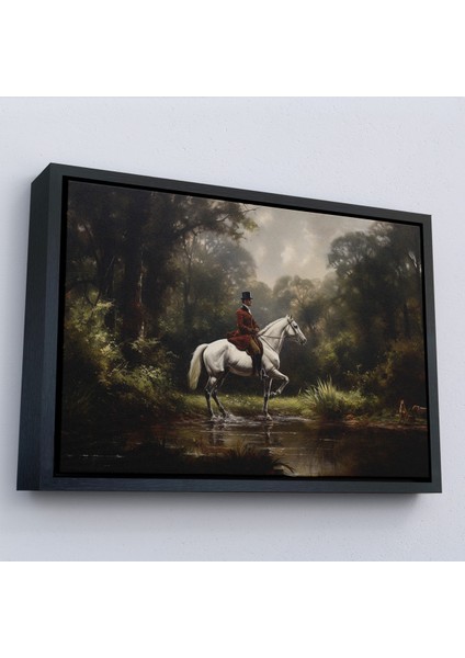 Çerçeveli Dekoratif Kanvas Tablo, Beyaz At Üzerinde Soylu TABLOSU-7024