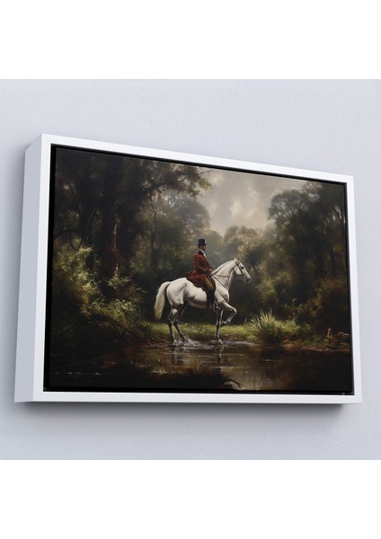 Çerçeveli Dekoratif Kanvas Tablo, Beyaz At Üzerinde Soylu TABLOSU-7024 fırsatları