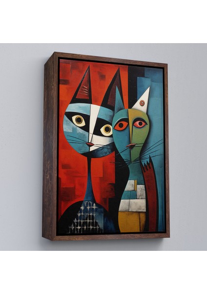 Çerçeveli Dekoratif Kanvas Tablo, Pablo Picasso Tarzı - Soyut Renkli Kedi TABLO-7370 fiyatları