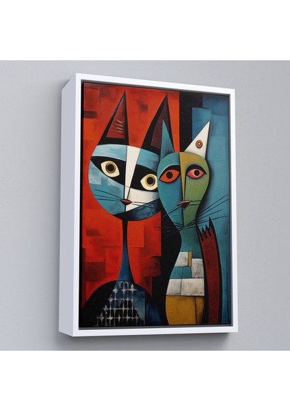 Çerçeveli Dekoratif Kanvas Tablo, Pablo Picasso Tarzı - Soyut Renkli Kedi TABLO-7370 fırsatları