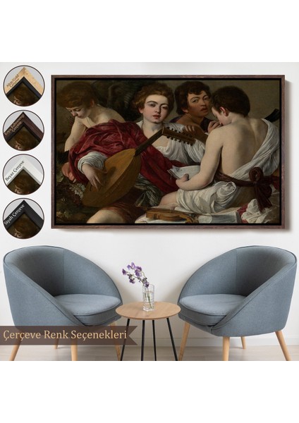 Çerçeveli Dekoratif Kanvas Tablo, Caravaggio - Müzisyenler Tablo - The MUSICIANS-7144