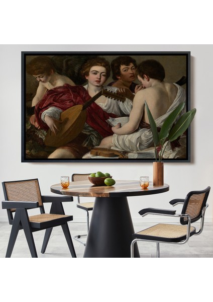 Çerçeveli Dekoratif Kanvas Tablo, Caravaggio - Müzisyenler Tablo - The MUSICIANS-7144