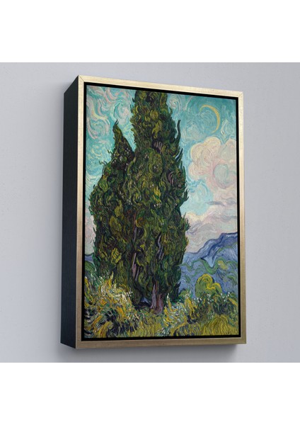 Çerçeveli Dekoratif Kanvas Tablo, Vincent Van Gogh - Selviler Tablosu - CYPRESSES-7475