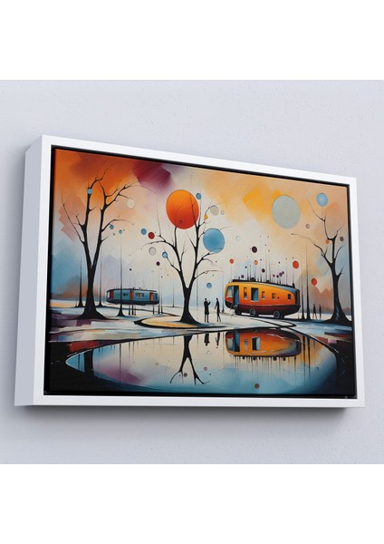 Çerçeveli Dekoratif Kanvas Tablo, Kandinsky Soyut Kampçı Kış Manzara TABLOSU-7247