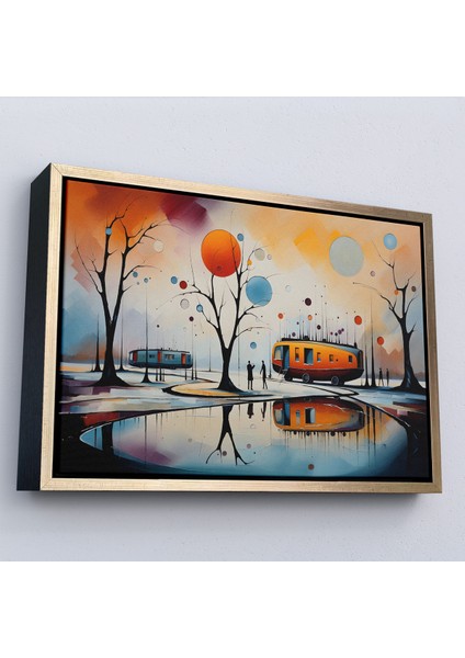 Çerçeveli Dekoratif Kanvas Tablo, Kandinsky Soyut Kampçı Kış Manzara TABLOSU-7247 modelleri