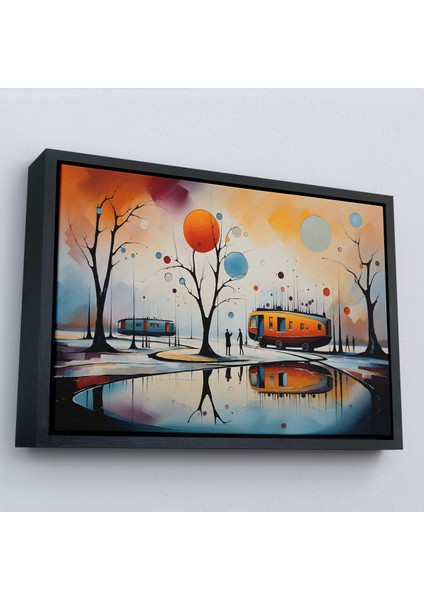 Çerçeveli Dekoratif Kanvas Tablo, Kandinsky Soyut Kampçı Kış Manzara TABLOSU-7247 fırsatları