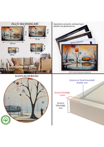 Çerçeveli Dekoratif Kanvas Tablo, Kandinsky Soyut Kampçı Kış Manzara TABLOSU-7247 indirimleri