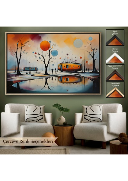 Çerçeveli Dekoratif Kanvas Tablo, Kandinsky Soyut Kampçı Kış Manzara TABLOSU-7247