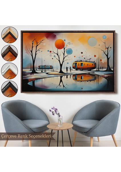 Çerçeveli Dekoratif Kanvas Tablo, Kandinsky Soyut Kampçı Kış Manzara TABLOSU-7247