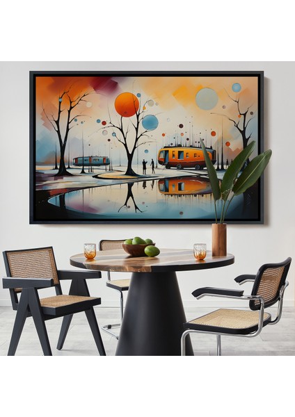 Çerçeveli Dekoratif Kanvas Tablo, Kandinsky Soyut Kampçı Kış Manzara TABLOSU-7247