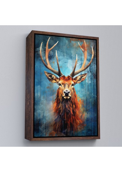 Çerçeveli Dekoratif Kanvas Tablo, Suluboya Geyik TABLOSU-7536