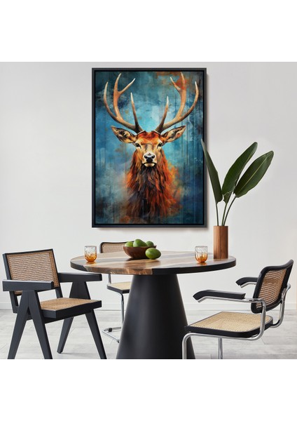 Çerçeveli Dekoratif Kanvas Tablo, Suluboya Geyik TABLOSU-7536