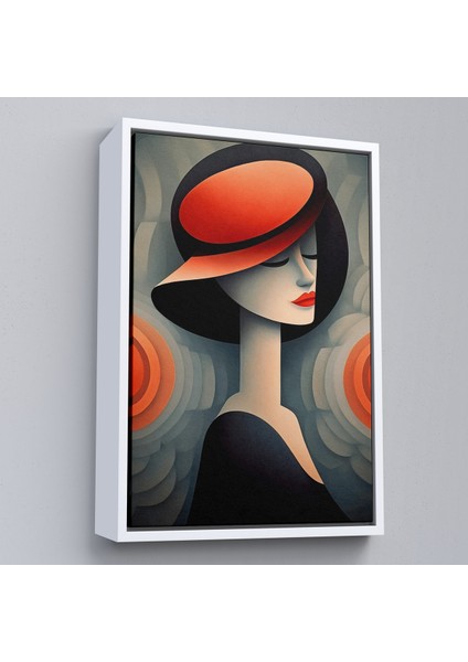 Çerçeveli Dekoratif Kanvas Tablo, Vintage Güzel Kadın TABLOSU-7543