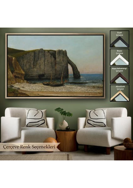 Çerçeveli Dekoratif Kanvas Tablo, Gustave Courbet - Etretat Kayalıkları TABLOSU-7073