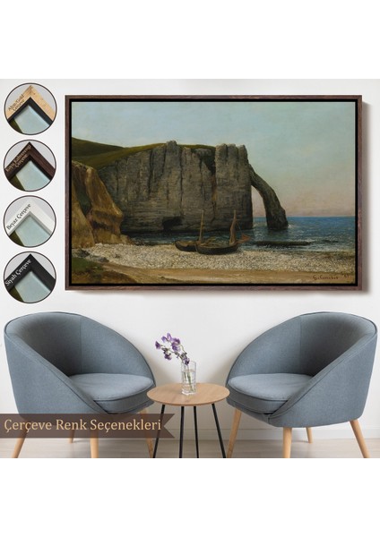 Çerçeveli Dekoratif Kanvas Tablo, Gustave Courbet - Etretat Kayalıkları TABLOSU-7073