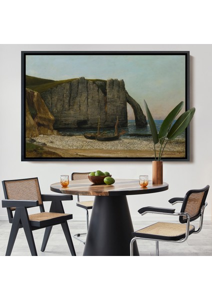 Çerçeveli Dekoratif Kanvas Tablo, Gustave Courbet - Etretat Kayalıkları TABLOSU-7073