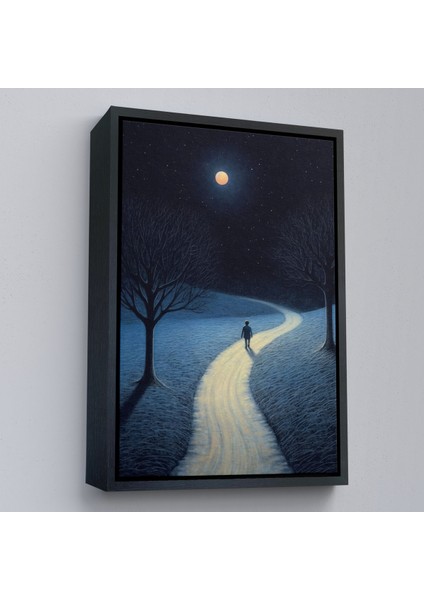 Çerçeveli Dekoratif Kanvas Tablo, Ay Işığına Yürüyen Adam TABLO-7519
